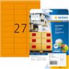 HERMA Etichette per Marcatura, 63,5 x 29,6 mm, Etichette Adesive A4 per Stampante, 27 Etichette per Foglio, Arancio Neon