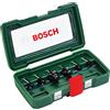 Bosch Accessories Set da 6 Pezzi di frese in metallo duro, per legno, Ø codolo mm, accessorio fresatrice verticale