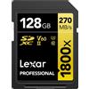 Lexar SDXC Professional 128GB 1800x UHS-II serie GOLD, Classe 10, U3, V60, per Registrazione video in 4K, nero