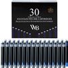 Wordsworth & Black - 30 Ricariche per Penna Stilografica - Set di 15 Nero e 15 Blu - Standard Internazionale - Lunghezza 1.5 - Diametro 0.24