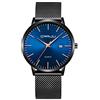 CRRJU Orologio Uomo da Polso Ultra Sottile, Minimalista Quadrante Classico Maglia Acciaio Inossidabile Cinturino, Impermeabile Analogico Quarzo Orologi con Data (Nero Blu-Rosegold)