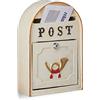 Relaxdays, beige Cassetta per la Posta Antica, Casella Postale in Stile Vintage, Design Shabby, Metallo, HLP 30x20x8 cm