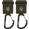 LÄSSIG Attacco per passeggino (2 pezzi) Gancio in velcro moschettone Gancio per passeggino Gancio per la spesa in metallo/Stroller Hooks with Carabiner olive