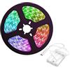 Sunboia Strisce LED RGB a batteria,Sunboia 20 colori Striscia flessibile LED impermeabile 2M,RGB 5050 LED Bias Illuminazione TV retroilluminazione Luci Decorative a LED per Natale Halloween Nozze e Festa