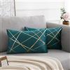DecorMommt Federe Cuscini 30x50 Cm Copricuscini Decorativi Velluto Blu Verde Set di 2 Quadrati Federa Cuscino Divano Geometrica Federe per Soggiorno Camera Letto Auto Decorazione Cuscinetto Lombare