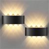 Lureshine 2 Pezzi Applique da Parete Interno, 22x8x5cm Applique su e giù, Applique Murale in Alluminio Pressofuso 8W, IP65 Applique da Esterno LED 3000K Bianco Caldo, Applique da Esterno per Garage