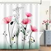 Bonhause Tenda Doccia Fiore di Papavero Rosso 180 x 200 cm Tende per Doccia in Poliestere Impermeabile Antimuffa Lavabile Tende Bagno con 12 Ganci