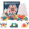 EACHHAHA Montessori Puzzle in Legno di 180 Forma Geometrica -Tangram Toy Card Divertente Giocattolo educativo - Ci Sono 180 Pezzi Geometriche e 24 carte di apprendimento-per 3 4 5 6 Anni Bambini