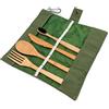 Nerthus FIH 654 set posate bambù portatile riutilizzabile ecologico