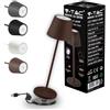 V-TAC Lampada da Tavolo senza Fili LED Dimmerabile in Alluminio - Lampada Marrone Wireless per Uso Interno ed Esterno IP54 da Casa o Ristorante - Design Elegante - Luce Bianca Calda