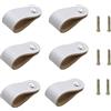 HNJKJEU Maniglie di Cuoio, 6 pezzi Maniglie per Porta di Mobili In pelle Maniglia Creativa Moderni in Pelle per Porta dell'armadio, Cassetto, Maniglie delle Porte, Viti incluse, Grigio