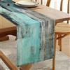 Hanrunsi Runner da Tavola in Lino Verde Acqua Runner da Tavola Boho a Doppio Strato Addensato Panno Decorativo Turchese Blu e Grigio per Tavolino da Caffè, Feste, Matrimoni 33 cm x 183 cm