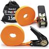 MAGMA 2 Cinghie con Cricchetto 3,5m | Cinghia Fissaggio Portapacchi e Rimorchi | Cinghie di Carico Regolabili per Kayak, Tavola da Surf, Canoa, Bici, Moto | Carico di Rottura: 1600kgf/pz | Arancione
