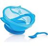 Nuby Id5419Blue Piatto Fondo con Ventosa, Coperchio e Cucchiaio