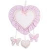 FILET - Fiocco Nascita a Forma di Cuore | Inserto in tela Aida da Ricamare | Pendagli a Forma di Farfalle e Cuori | Realizzato in cotone | Made in Italy | Colore Rosa