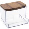 DRW Supporto Acrilico e Legno per Bastoncini in Trasparente e Naturale 11 x 6 x 9 cm, Multicolore, estandar