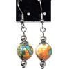 ThurColas Orecchini donna in acciaio inox con perle multicolore in pietre naturali - design essenziale ed elegante (Arancione e blu)