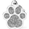 MyFamily Medaglietta per Cani Personalizzabile Zampa Glitter Shine Grigia, l