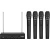 Phenyx Pro Sistema microfonico wireless, microfoni wireless VHF a 4 canali, con 4 microfoni dinamici palmari, ricevitore in metallo, lunga portata, microfono per canto, karaoke (PTV-2000A)