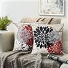 RYBornament Nero e Rosso Fodera Cuscino 40x40cm Dalia Lino Federe Cuscini Divano Moderno Astratto Geométrico Pillow Cover Decorativo Set di 2 Copricuscino Letto Per Ufficio Hotel Terrazza Cuscino Divani Addobbi