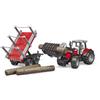Bruder Trattore Massey Ferguson con Rimorchio Legname 02046
