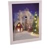 Prequ Quadretto Natalizio Bianco Luminoso Carillon e Paesaggio Colorato e Babbo Natale 3D a Batteria