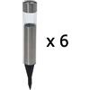 Living Garden Set 6 Lampade Solari in Acciaio Inox a LED