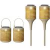 Kaemingk Set 4 Luci Solari Solar Stake Light Bianco Naturale 80 cm