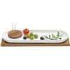 Kitchen Tools Set Aperitivo in Porcellana con Vassoio in Acacia