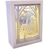 Prequ Quadretto Natalizio Bianco Luminoso Carillon e Paesaggio 3D a Batteria