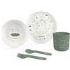 Miniland Set Pappa neonato Naturmeal Frog con Piatto fondo e piano, Bicchiere, Posate