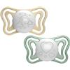 Chicco 2pz Succhietto Micrò in Silicone con Tettina Micro e Scudo ergonomico, 2-6 mesi - Azzurro, Rosa, Lumi - Lumi