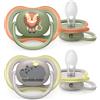 Philips Avent 2pz Ciuccio Ultra Air, Succhietto Ortodontico 6-18mesi - Leone/Ippopotamo