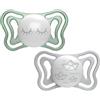 Chicco 2pz Succhietto Micrò in Silicone con Tettina Micro e Scudo ergonomico, 16-36 mesi - Azzurro, Rosa, Lumi - Lumi