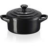 Le Creuset Mini Cocotte Rotonda in Gres Vetrificato 10 cm - Nero Lucido