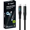 V-TAC Cavo USB-C a USB-C con Display LED - Cavo Type-C 100W PD 5A - 1 Metro - Cavo per Smartphone, Computer Tablet in Nylon per Ricarica Rapida e Trasmissione Dati - Compatibile con Iphone e Samsung