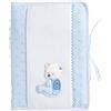 FILET - Borsa per Pannolini e Salviette da Ricamare in Morbido Tessuto, Organizer per il Cambio con Apertura a Libretto, Idea Regalo per Futuri Genitori, Made in Italy, Colore Azzurro