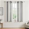 MRTREES Tende Finestre in voile a Strisce con Occhiello Semi Trasparente per Cameretta Bambini Tenda Leggera Elegante per Camera da Letto Cucina Moderne 2 Pezzi Bianco+Grigio Bicolore 140x145 CM