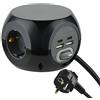 Electraline 62080 Ciabatta elettrica a 3 prese con 4 17 W (2 tipo C compatibili con la più recente tecnologia 3.4A Q.C) con interruttore, cavo da 1,5 m, colore: nero, 2 USB + 2 Type C