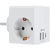 Electraline 55085 Adattatore Multipresa Cubo 3 Prese Schuko + 3 USB 3.4A 17W (2 tipo A + 1 Tipo C) per caricare contemporaneamente ogni dispositivo elettronico (Smartphone o Tablet), Spina Schuko