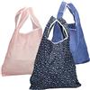 com-four® 3x borsa shopping pieghevole in diversi colori con strisce, stelle e punti in nylon, borsa shopping in borsa per il trasporto (03 pezzi - nero. blu. rosa)