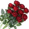 Veryhome 10 Pezzi Fiori Artificiali Rose di Seta Falso Bouquet da Sposa da Sposa per la casa Giardino Partito Decorazioni Floreali (Rosso Scuro-A, Rose in fiore)