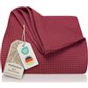 LAYNENBURG Copriletto 150 x 200 cm - Waffle Pique 100% cotone - Coperta estiva leggera - Coperta di cotone come coperta da letto, coperta da divano, Coperta ariosa da divano (bordeaux)