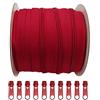 JYC CREATIVE 25 Metri di Chiusure Lampo in Nylon + 10 Cursori Liberi Tiretti in Metallo, Cerniera per Cucire, Chiusure Lampo al Metro per Cucire su Vestiti, Tessuti, Chiusuri Lampo al Metro n.3, (Rosso 148)