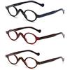 JM 3 Pack Piccoli Occhiali da Lettura Ovali Cerniera a Molla Vintage per Lettori Donna Uomo +3.5 Nero & Rosso & Tartaruga