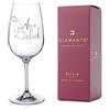 DIAMANTE Swarovski Wine O'Clock Glass - Bicchiere da vino in cristallo singolo con divertente slogan impreziosito da cristalli Swarovski