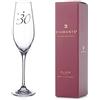 DIAMANTE Flute da champagne Swarovski per 30° compleanno, bicchiere da champagne in cristallo singolo con 30 cristalli Swarovski in rilievo platino, in confezione regalo