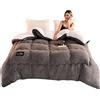 BDMFJY Trapunta Invernale, Cristallo Velluto + Similpelle Doppia Cashmere Imitazione Agnello, Imbottitura in Cotone Pieno, Coperta Pesante per Letto Matrimoniale in Inverno,A,220x240cm(5kg)