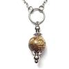 ThurColas Collana choker donna in acciaio inox con pendente perla in pietra naturale e anello metallico (Marrone chiaro)