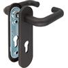 Amig - Maniglie per Porta - Placca e Bocchetta - Maniglia Nera per Serratura, Uso Intensivo, Porte Tagliafuoco, Garage o Ripostiglio - Placca 172 x 46 mm - Quadro 9 mm - Acciaio con Polipropilene